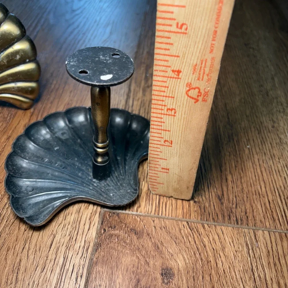Vintage Brass Seashell Curtain Tiebacks Set of 2 Coastal Scallop Shell Hooks